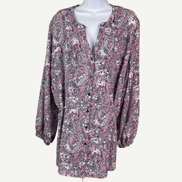 Terra & Sky Shirt Womans 2X Paisley Long Sleeve Button Down - Picture 1 of 5